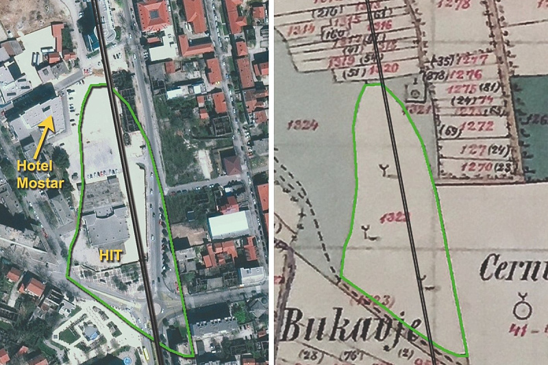 Lakišića harem na karti austrougarskog katastarskog plana iz 1881. godine