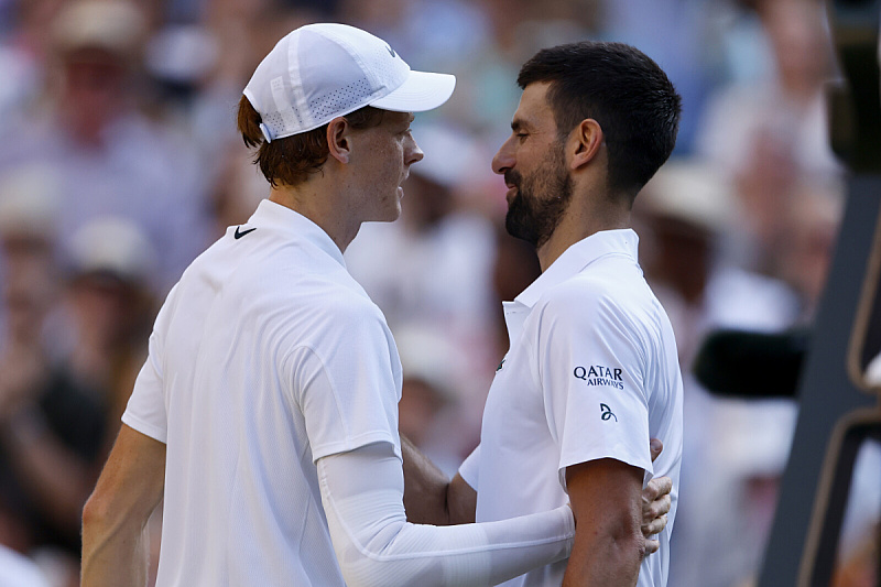 Sinner i Đoković su se sastali u polufinalu Wimbledona (Foto: EPA-EFE)