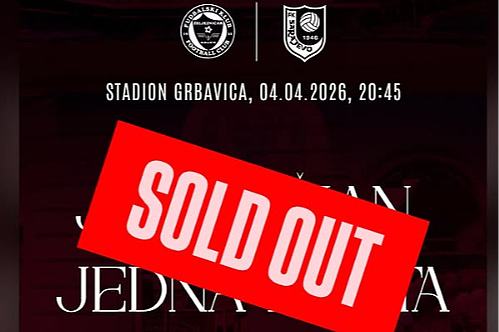 Sarajevo will have massive support at the derby: All tickets for the Bordo team's fans sold out in just two hours.