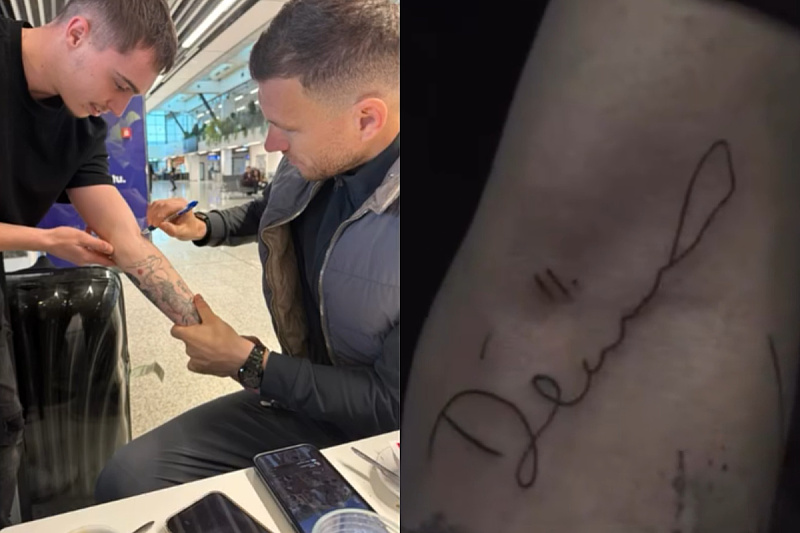 A Bosnia and Herzegovina fan asked Edin Džeko to sign his arm and then got it tattooed.