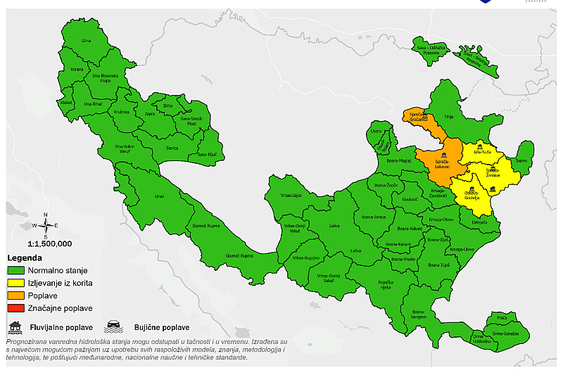 New rainfall brings flood danger: Water level rise in Tuzla, warning also for the Sava River area.