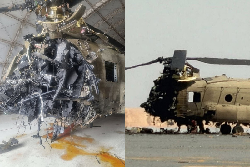 An Iranian drone struck and severely damaged an American helicopter at a base in Kuwait.