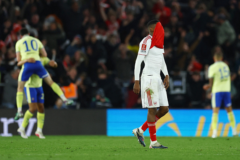 Arsenal sensationally knocked out by second-tier team in FA Cup quarter-finals.