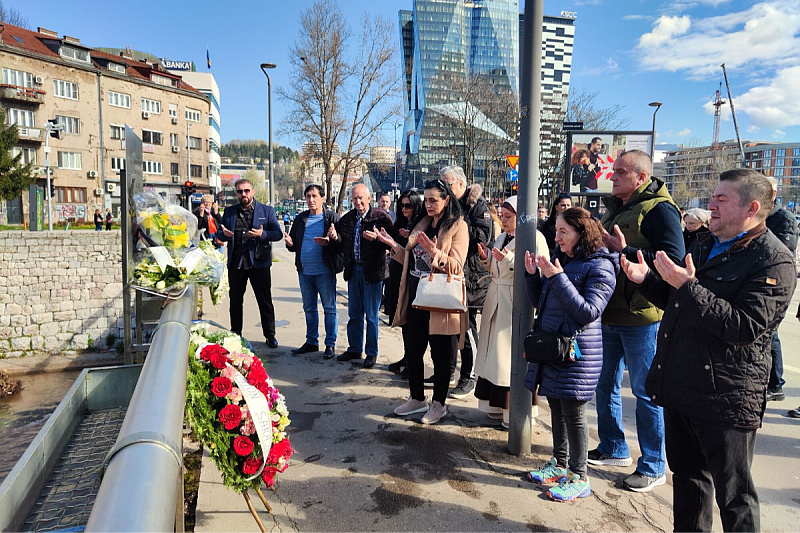 Flowers laid and tribute paid to the first civilian victims of the siege of Sarajevo
