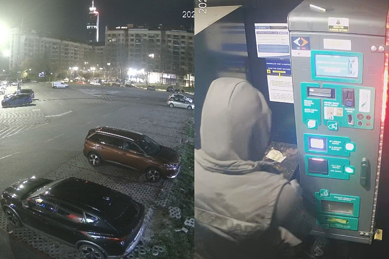 Thief caught on camera breaking into a parking payment machine in Sarajevo