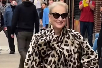 Meryl Streep posed in an elegant edition: Unusual leopard print shirt in the foreground
