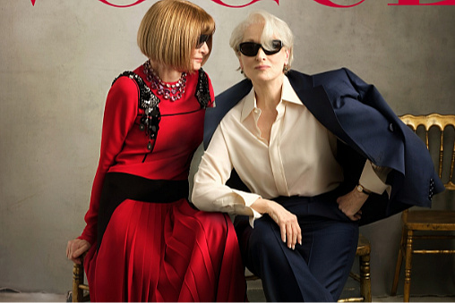 Anna Wintour and Meryl Streep posed for the cover of Vogue: A harmony of fashion and film glamour.