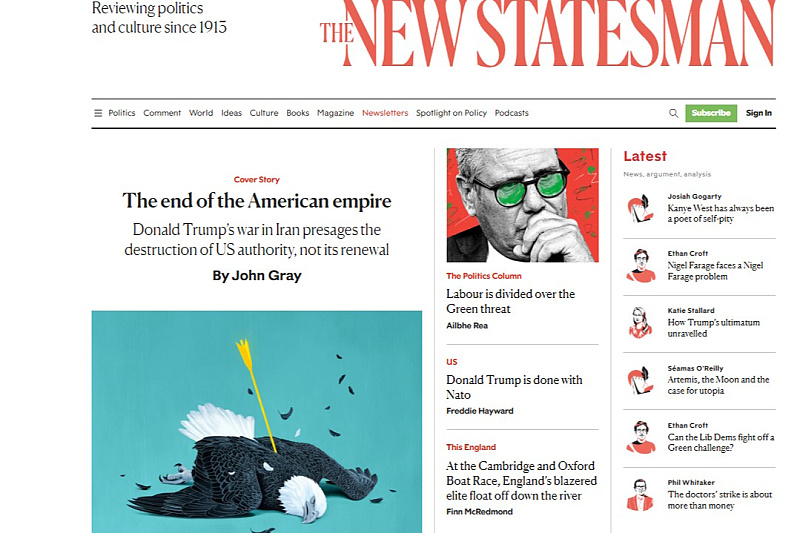 Cover of influential British political magazine: "The End of the American Empire"