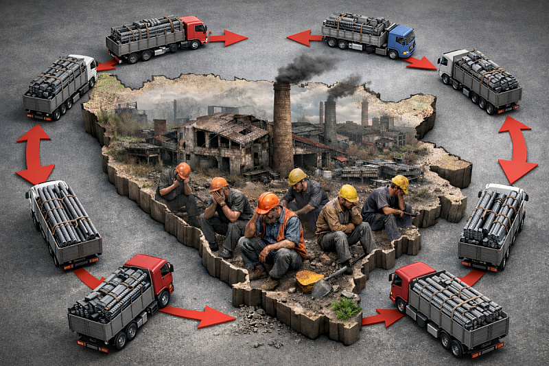 Who are the real winners and losers in the million-dollar steel import while domestic production is shutting down?