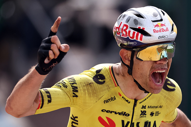 Van Aert wins Paris-Roubaix race after out-sprinting Pogacar in the final sprint