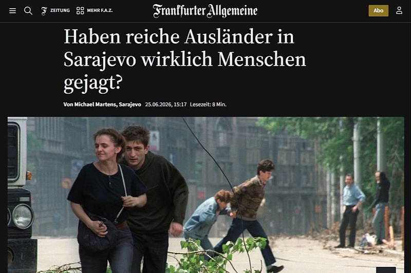 FAZ on the inconsistencies surrounding “Sarajevo Safari”: If it were true, it would mean only foreigners were killing Sarajevo residents with sniper fire FAZ on the inconsistencies surrounding “Sarajevo Safari”: If it were true, it would mean only foreigners were killing Sarajevo residents with sniper fire