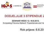 Stipendije za Europski Forum Alpbach 2013 - "Experiences and Values"