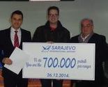 Sa Sarajevskog aerodroma danas poletio 700.000-ti putnik u 2014.