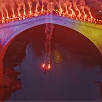 Incredible aerial footage of the Barbarez reception, including a torch jump from the Old Bridge.