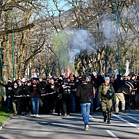 The horde of evil has descended on Grbavica, the streets echo with the songs of Sarajevo fans.