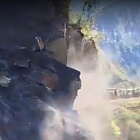 Terrifying footage from India: Massive landslide destroys road right in front of a line of vehicles