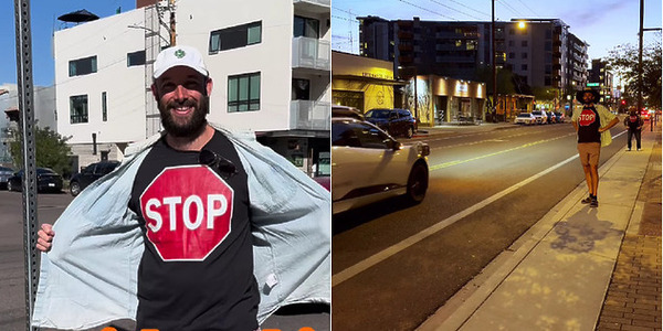 Muškarac sa znakom "stop" na majici zaustavljao autonomne automobile kompanije Waymo
