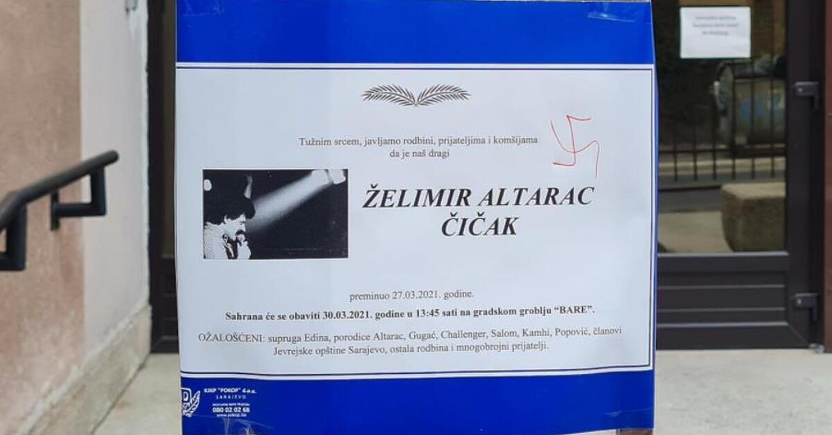 Sramotno: Na smrtovnici sarajevske muzičke legende Želimira Altarca Čička  nacrtan kukasti križ
