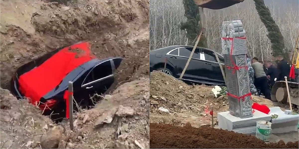 I na onaj svijet u S klasi: Bogati Kinez pokopan uz luksuzni Mercedes, snimke obišle svijet