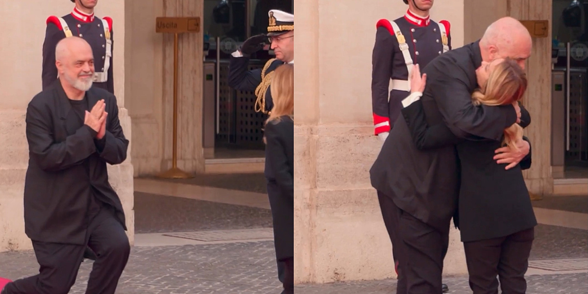 Edi Rama ponovo kleknuo pred Giorgiom Meloni, pao i zagrljaj: Albanski premijer srdačno dočekan u Rimu