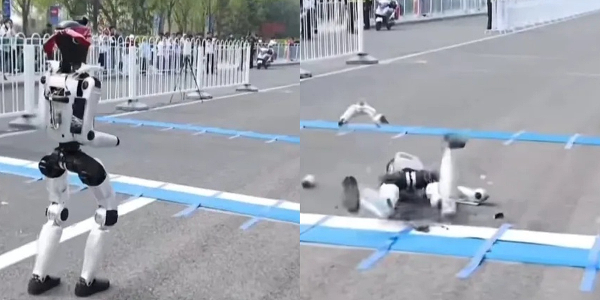 Bizarna scena uoči maratona robota u Pekingu, jedan od učesnika se srušio i doslovno raspao