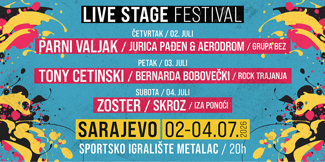 Tony Cetinski, Zoster i Parni valjak predvode Live Stage Festival u Sarajevu: Počinje 2. jula