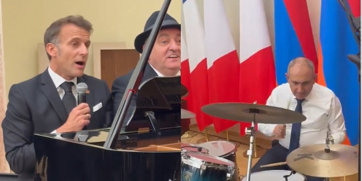 Muzički duo kakav niko nije očekivao: Macron se u Armeniji uhvatio mikrofona, Pashinyan ga pratio na bubnjevima