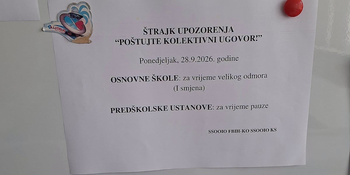 Sindikat osnovnog obrazovanja Kantona Sarajevo: Otkazuje se štrajk upozorenja, protesti i generalni štrajk