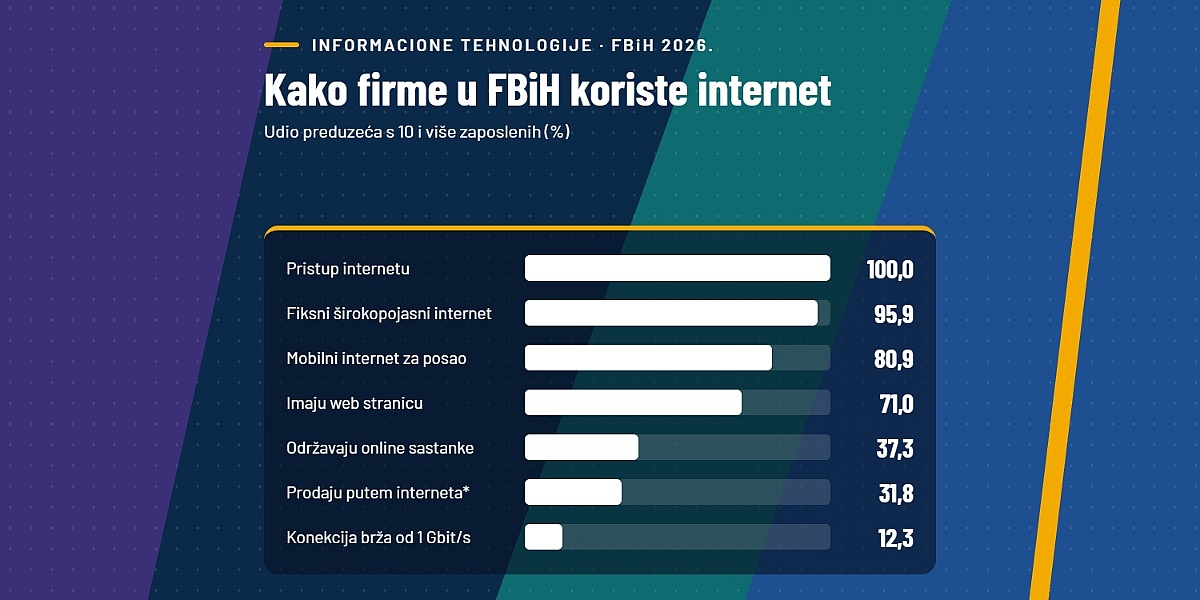 Rast digitalizacije u FBiH: Trećina preduzeća trguje online, a većina posjeduje web stranicu
