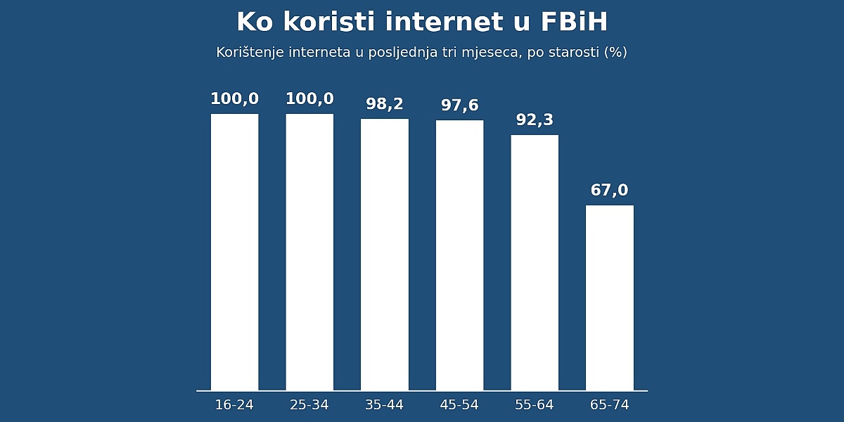 Devet od deset domaćinstava u Federaciji BiH ima pristup internetu: Izražene razlike među generacijama