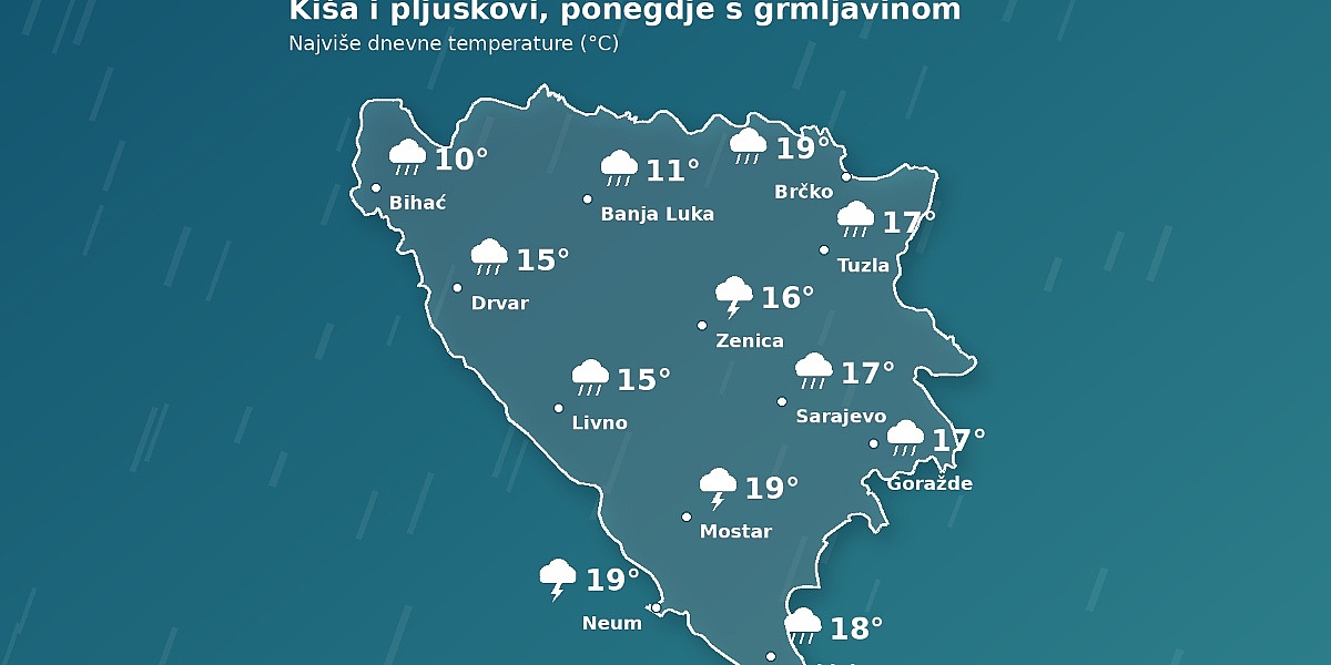 Upaljen žuti meteoalarm za četiri regije: U BiH stižu kiša i grmljavina, izdato upozorenje za građane
