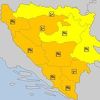Narandžasto upozorenje Meteoalarma za veći dio BiH zbog padavina i jakog vjetra