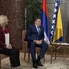Dodik i Cvijanović na sastanku s Putinom u Beogradu, u pozadini i zastava BiH