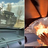 Ukrajinka iz automobila u pokretu baca Molotovljev koktel na ruski tenk