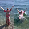 Lepa Brena u odjeći skočila u more, osvježila se prije nastupa na Krku