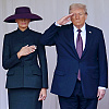 Melania Trump za posjetu Windsoru odabrala jednostavno odijelo i šešir koji je pokrivao pola njenog lica